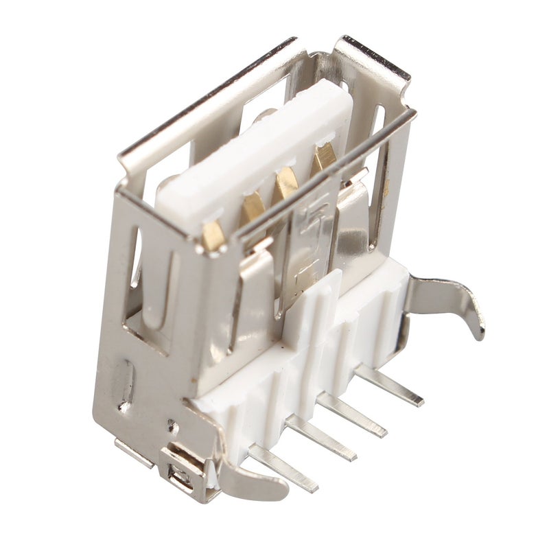 Futheda 10PCS USB Type A Standard Port Female Soldering Jack Connector USB Socket Jack Connector Right Angle Solder PCB Mount 4-Pin 90 Degree Silver Tone - Image 2